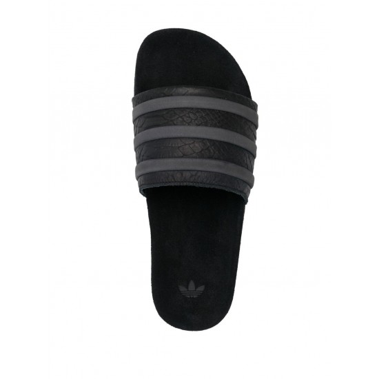 Adidas logo embossed stripe detail slippers