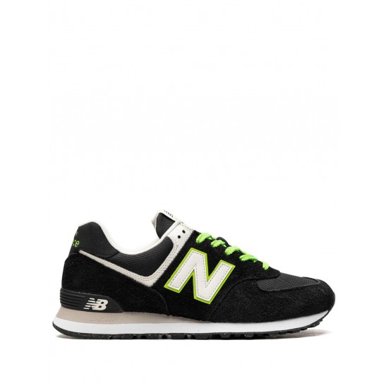 New Balance 574 Black/White/Green sneakers