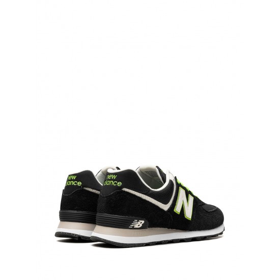 New Balance 574 Black/White/Green sneakers