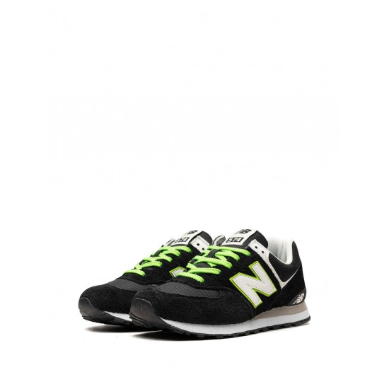 New Balance 574 Black/White/Green sneakers