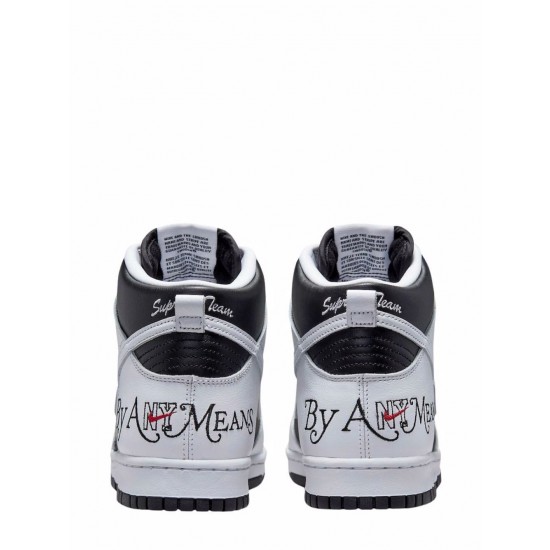 x Supreme SB Dunk High "By Any Means - White/Black" sneakers