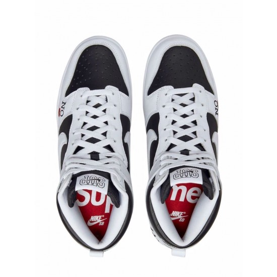 x Supreme SB Dunk High "By Any Means - White/Black" sneakers