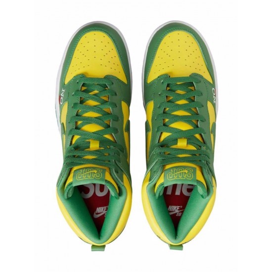 x Supreme SB Dunk High "By Any Means - Green/Yellow" sneakers