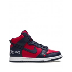 x Supreme SB Dunk High "By Any Means Navy/Red" sneakers