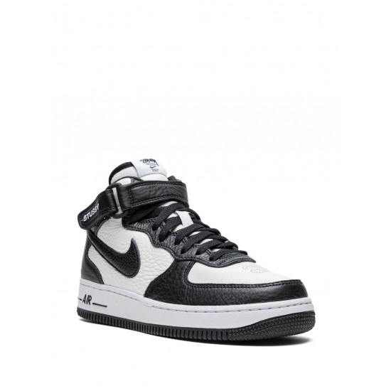 x Stüssy Air Force 1 Mid "Light Bone Black" sneakers